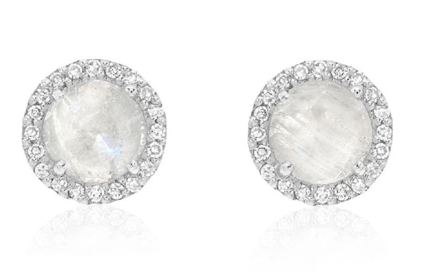 Image of 14 kt and Rose Cut Stone and Diamond Stud Earrings (6 Versions)