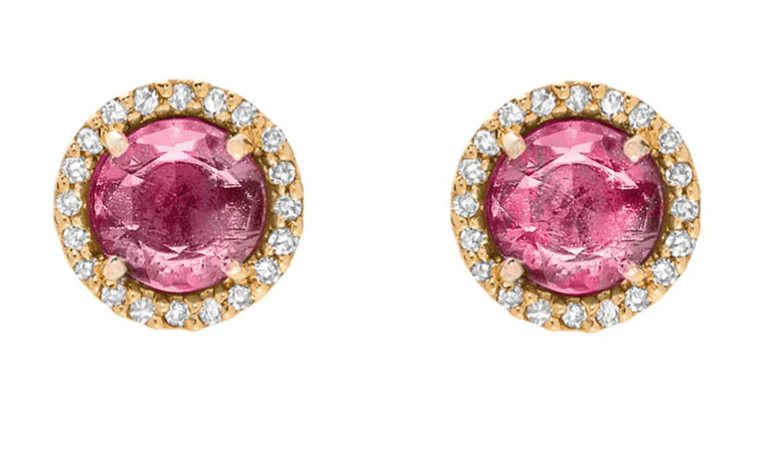 Image of 14 kt and Rose Cut Stone and Diamond Stud Earrings (6 Versions)