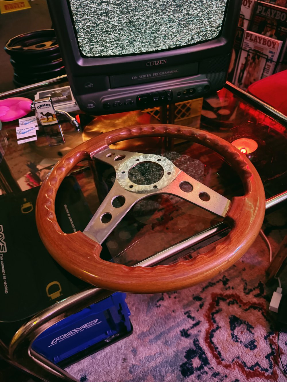 OBA Wood Grain Round Hole Steering Wheel (350mm)