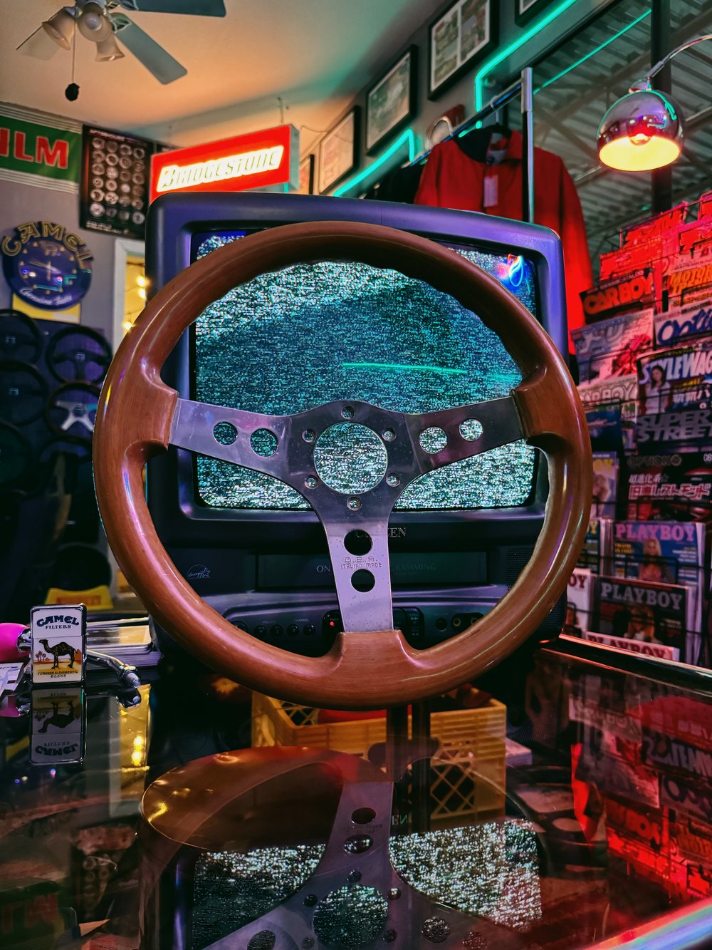 OBA Wood Grain Round Hole Steering Wheel (350mm)