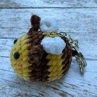 Image 2 of Fluffy Bee Keyring