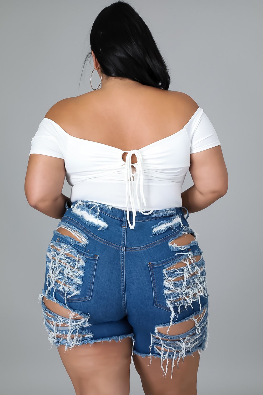 Image of Blue Denim Plus Shorts