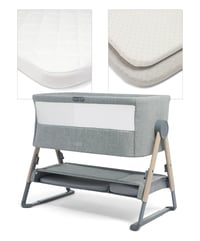 Image 1 of Mamas & Papas Lua Crib & Sheet Bundle - Grey Star / Grey Stripe - SAVE £24 NOW