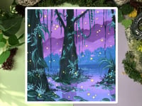 Mini Art Print - Magical Swamp, mini collectible art, small art print, cute animal art print