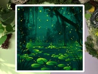 Mini Art Print - Green Swamp, mini collectible art, small art print, cute animal art print