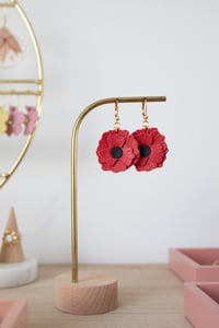 Image 2 of Le gentil coquelicot, broche ou boucles d'oreilles en cuir
