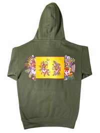 Image 1 of Polémarz Aztec QuetzalCoatl Army Green Hoodie