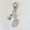 sleeping ponyo silver star keychain