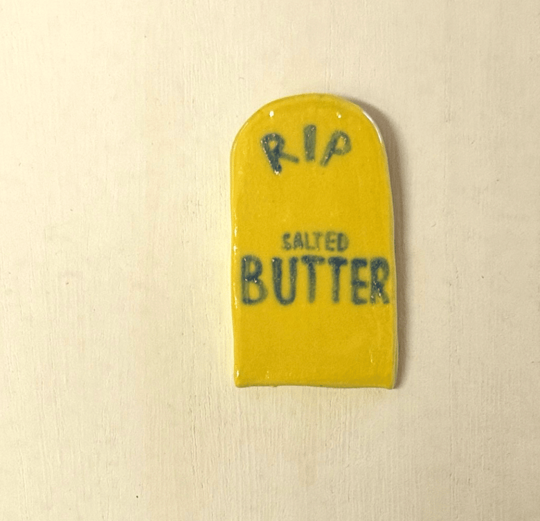 Image of Porcelain RIP BUTTER Tile (hangable)