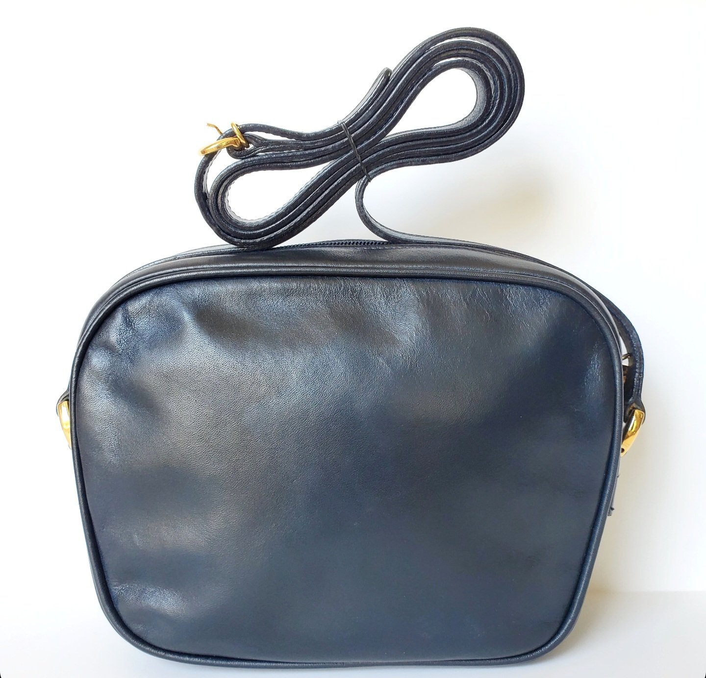 GUCCIポーチ／NAVY GUCCI Authentic Navy Blue Leather and Canvas Crossbody