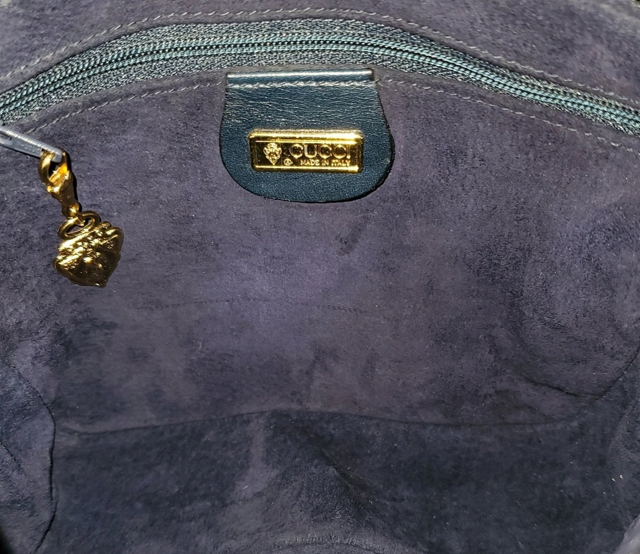 VINTAGE GUCCI FINDS — Vtg. Gucci Navy Blue Crossbody Bag.