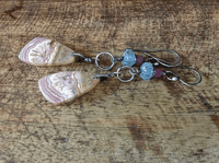 Image 3 of Crazy Lace Agate, Aquamarine and Ruby earrings/ n158