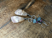 Image 4 of Crazy Lace Agate, Aquamarine and Ruby earrings/ n158