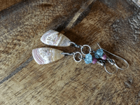 Image 6 of Crazy Lace Agate, Aquamarine and Ruby earrings/ n158