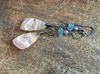 Image 5 of Crazy Lace Agate, Aquamarine and Ruby earrings/ n158