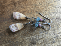 Image 8 of Crazy Lace Agate, Aquamarine and Ruby earrings/ n158