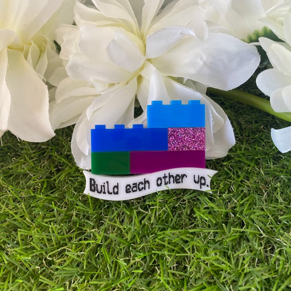 Image of Build Each Other Up Brooch - Peacock Colourway