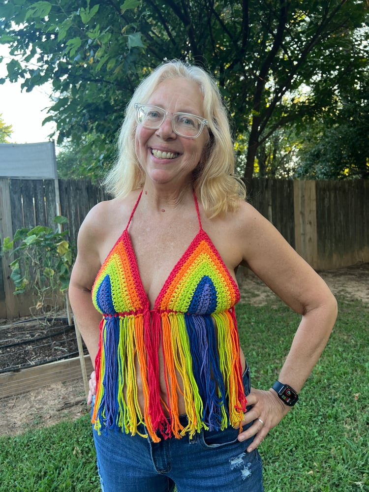 Image of Rainbow Bikini Fringe Top (S/M)