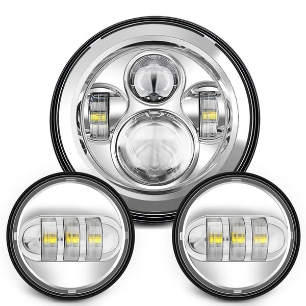 Image of #Sunpie 7" Chrome Harley Daymaker LED Headlight+ 4.5" Fog Light kit