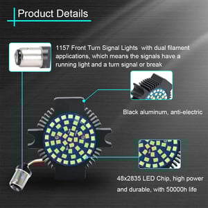 Image of #SUNPIE (2pcs/set) 1157 LED Insert Turn Signal Lights Flat Style for Electra Glide Road King, Pack o