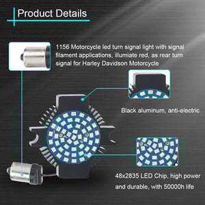 Image of #Sunpie 1156 Harley Motrocycle LED Turn Signal Lights, Red, Pack of two (2pcs/set)