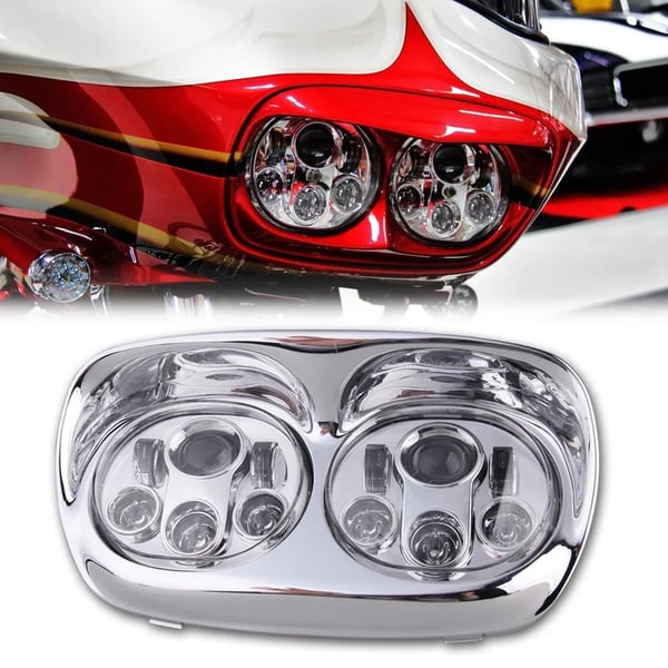 Image of 5.75" Chrome/Black Motorcycle Projector Day Maker Dual LED Headlight