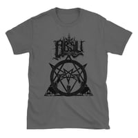 Image 1 of ABSU - NEVER BLOW OUT THE EASTERN CANDLE  T-SHIRT (BLACK PRINT) GREY  CHARCOAL
