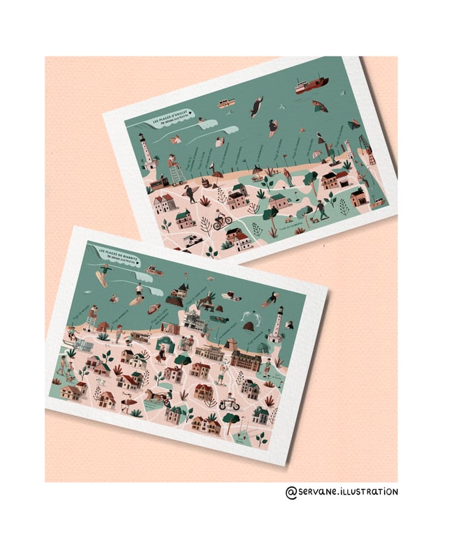 " Les plages d'Anglet / Biarritz " (deux au choix)