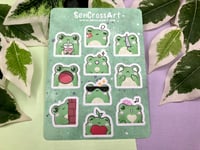 Cute Frog Emotes Sticker Sheet, Stickers for collecting, Planners, Journals, Scrapbooking and more