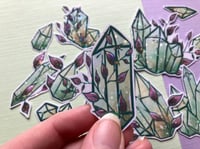 Image 1 of Green Glitter Crystals Sticker Pack, Holographic Vinyl Stickers