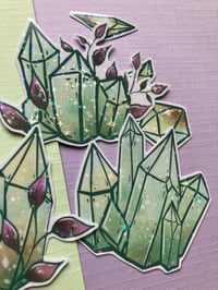Image 2 of Green Glitter Crystals Sticker Pack, Holographic Vinyl Stickers