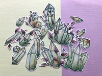 Image 3 of Green Glitter Crystals Sticker Pack, Holographic Vinyl Stickers