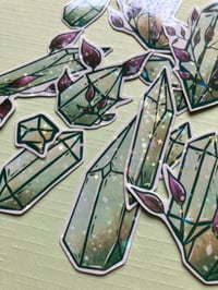 Image 4 of Green Glitter Crystals Sticker Pack, Holographic Vinyl Stickers