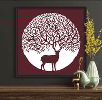 Image 1 of Maroon ‘The Stag’ Canvas Print