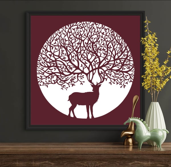 Image of Maroon ‘The Stag’ Canvas Print