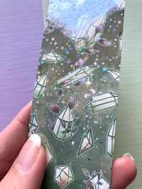 Image 2 of Holographic Green Crystal Bookmark for book lovers, planners, notebooks, collecting