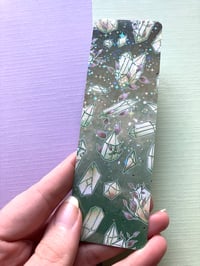 Image 3 of Holographic Green Crystal Bookmark for book lovers, planners, notebooks, collecting