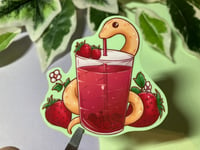 Image 2 of Cute Strawberry Snake Waterproof Vinyl Sticker 