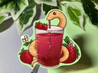 Image 3 of Cute Strawberry Snake Waterproof Vinyl Sticker 