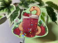 Image 4 of Cute Strawberry Snake Waterproof Vinyl Sticker 