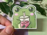 Image 3 of Cute Boba Frog Waterproof Vinyl Sticker