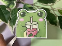 Image 2 of Cute Boba Frog Waterproof Vinyl Sticker