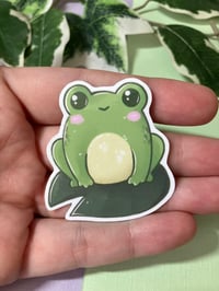 Image 3 of Cute Frog on a Leaf Waterproof Vinyl Sticker