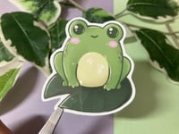 Image 2 of Cute Frog on a Leaf Waterproof Vinyl Sticker