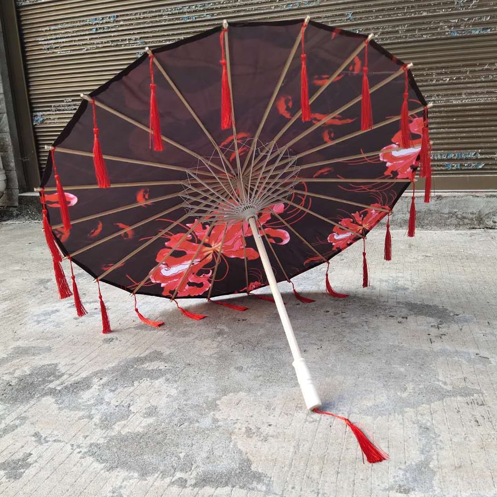 Image of Black/Red Floral Parasol