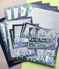 Image 1 of Cute Letter Set, Blue Crystal Letter Set, 12 piece Penpal Set