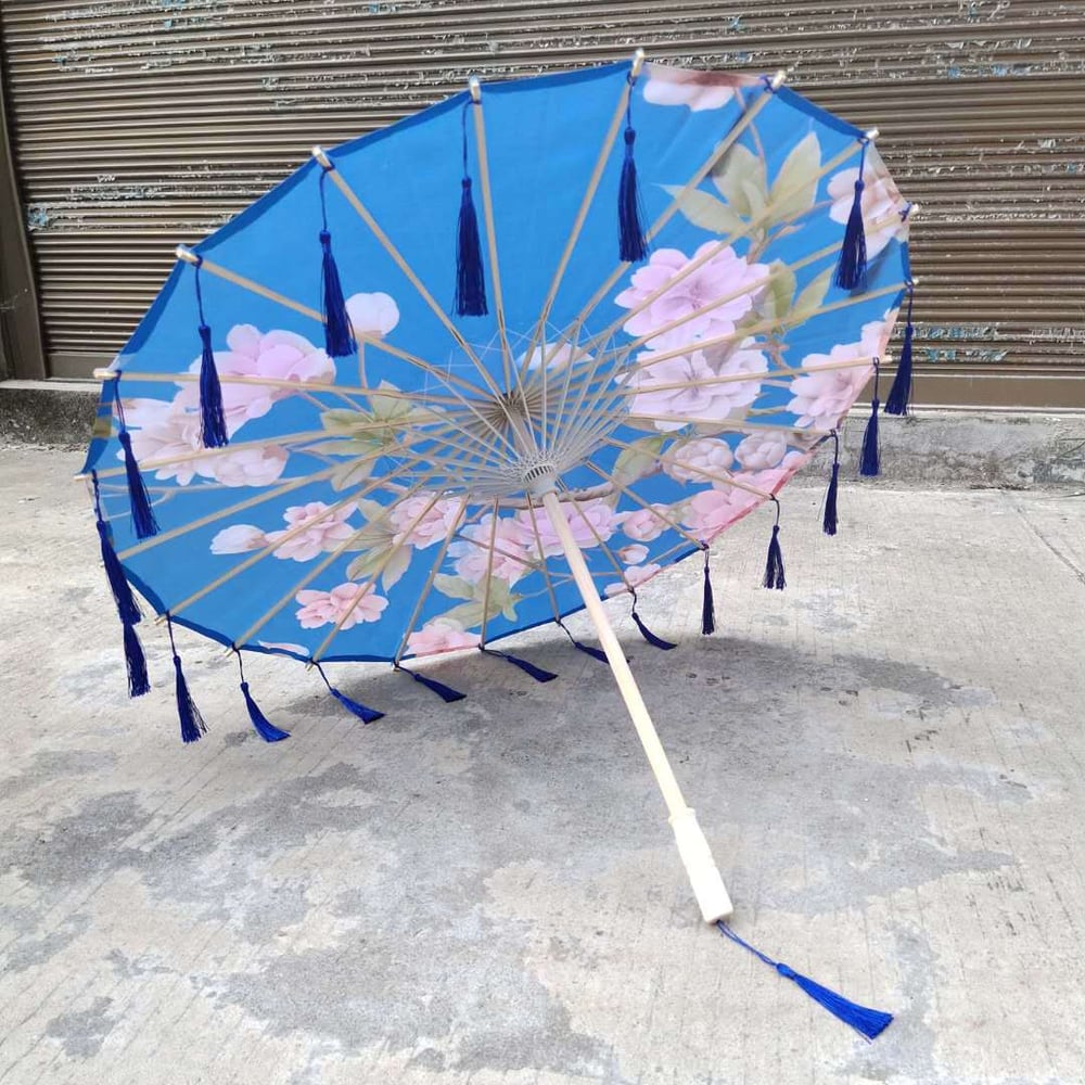 Image of Blue/Pink Floral Parasol