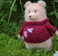 Image 1 of Knitted bear in sweater with embroidery, Teddy Bears