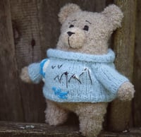 Image 1 of Knitted teddy bear, Teddy bear in sweater with embroidery