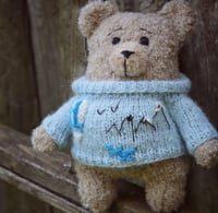 Image 2 of Knitted teddy bear, Teddy bear in sweater with embroidery